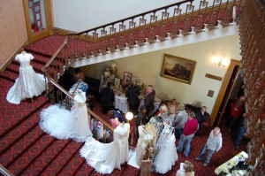 Wedding dresses on the beautiful staircase